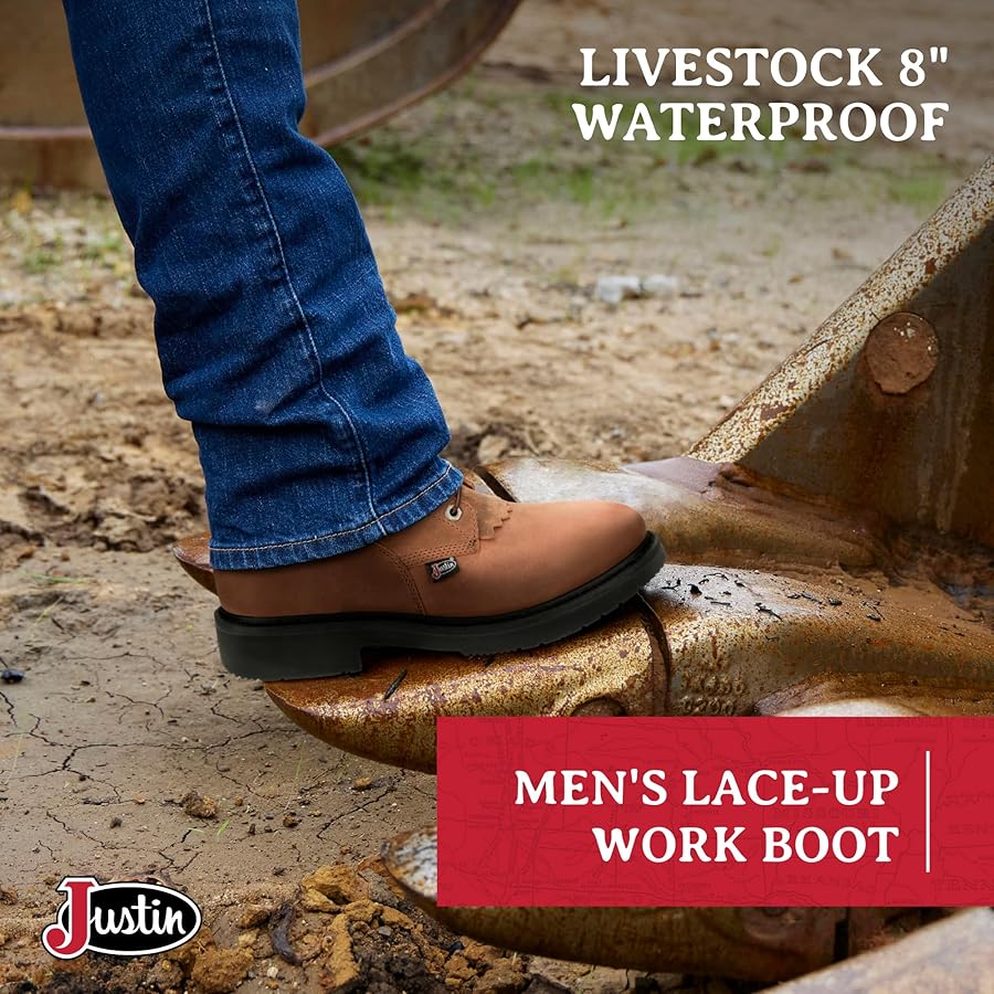 Amazon.com | Justin Livestock 8'' Waterproof Work Boots for